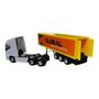 Imagem de Miniatura Caminhão Volvo Branco Bau Amarelo Welly 1:64