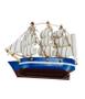 Imagem de Miniatura Ímã Barco Navio Veleiro Casco Azul Base Marrom 8x1.5x9.5cm