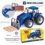 Imagem de Miniatura Trator New Holland T8 Empilhadeira Com Pneus Emborrachados 1/30 Usual Brinquedos