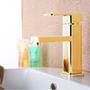 Imagem de Misturador Monocomando Torneira Banheiro Lavabo Infinity Dourada - Máxima Metais