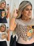 Imagem de MM BOUTIQUE Blusinha T-shirt Feminina Onça Pintada Moda Blogueira