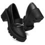 Imagem de Mocassim Casual Feminino Cadarço Brilhante Elegante Calce Fácil Confortável Sola Tratorada
