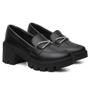 Imagem de Mocassim Casual Feminino Cadarço Brilhante Elegante Calce Fácil Confortável Sola Tratorada