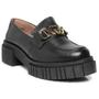 Imagem de Mocassim Feminino Couro Sola Plataforma Tratorada Metal cor Preto