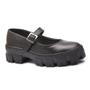 Imagem de Mocassim Feminino Oxford Preto Da Moda Metal Preto Couro Legítimo Calce Fácil