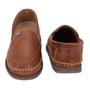 Imagem de Mocassim Masculino Couro Costurado Bico Redondo Kit 2