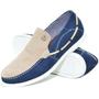 Imagem de Mocassim Masculino Couro Perfurado Linha Dellis Gshoes - 4761 - Azul/areia