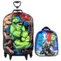 Imagem de Mochila 3D Hulk Rodinhas + Lancheira Avengers Verde