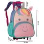 Imagem de Mochila C/ Rodinhas + Lancheira Kit Escolar Infantil Menina Tema Bichinhos 3D Unicórnio - Clio