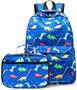 Imagem de Mochila CAMTOP para crianças e meninos com lancheira Dinosaur Dark Blue