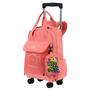 Imagem de Mochila Carrinho Paul Frank Coral Rosa Grande 4 Rodas