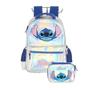 Imagem de Mochila Costas Stitch Com Estojo Triplo Escolar Holográfico