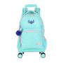 Imagem de Mochila De Carrinho Escolar Infantil Stitch Turquesa Rodinha 360