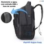 Imagem de Mochila de Couro Masculina Bolsa Feminina Impermeável Notebook Resistente Alça Reforçada Saída Cabo Auxiliar Usb Fone Ou