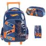 Imagem de Mochila de Rodinha e Estojo Triplo Hot Wheels Azul - Luxcel