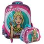 Imagem de Mochila De Rodinhas Bolso Duplo Com Lancheira Térmica Barbie