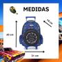 Imagem de Mochila de Rodinhas Escolar 3D Hot Wheels Carrinho Roda Infantil Menino Reforçada Luxcel Azul