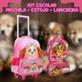 Imagem de Mochila De Rodinhas Infantil Escolar Com Lancheira E Estojo Feminino De Cachorrinha Rosa Yepp