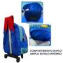 Imagem de Mochila Escolar De Rodinhas 2 Bolsos Super Mario Infantil - Azul