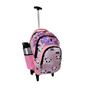 Imagem de Mochila Escolar Feminina Rodinhas Panda Rosa Resistente
