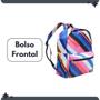 Imagem de Mochila Escolar Fundamental Médio Faculdade Colegial Bolso Frontal Estampada Listrada Menina Menino