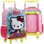 Imagem de Mochila Escolar Hello Kitty Bolsa Feminina Mala Rodinhas 16L