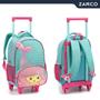 Imagem de Mochila Escolar Infantil 4 Bolsos Estampas 3D 16" Com Rodinhas e Alças Animais Sereia Seanite