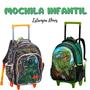 Imagem de Mochila Escolar Infantil Dinossauro de Rodinhas Menina Bolsa Resistente Impermeável