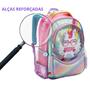 Imagem de Mochila escolar Infantil menina Unicórnio 42 Cm para criança de costa grande - Denlex