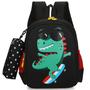 Imagem de Mochila Escolar Infantil Menino Menina Dinossauro Gatinho de Costas