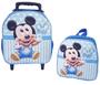 Imagem de Mochila Escolar Mickey Azul com Carrinho Menino
