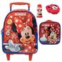 Imagem de Mochila Escolar Minnie Laço Mouse Tam G Infantil Rodinhas Lancheira Térmica