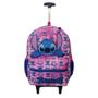 Imagem de Mochila Escolar Passeio Infanti Cor Rosa Com Rodinhas Lilo & Stitch Lançamento 2024 