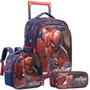 Imagem de Mochila Escolar Rodinhas Spider Man Estojo Duplo Infantil