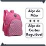 Imagem de Mochila Escolar Rosa com Bolso Frontal Estampado e Lateral