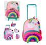 Imagem de Mochila Escolar Unicórnio Rosa Infantil com Rodinhas