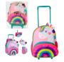 Imagem de Mochila Escolar Unicórnio Rosa Infantil Com Rodinhas