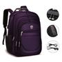 Imagem de Mochila Executiva Escolar Grande Espaço Notebook Cabo Fone de Ouvido e USB Porta Garrafa
