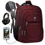 Imagem de Mochila Faculdade Executiva Trava Com Senha Cabo Fone de Ouvido e USB Grande Notebook