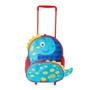 Imagem de Mochila Infantil Alça Reforçada E Rodinha Dinossauro Azul