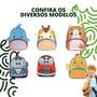 Imagem de Mochila infantil com alça estampa tubarão pato girafa gato polícia bombeiro escolar volta às aulas