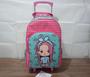 Imagem de Mochila Infantil com Rodinhas Cor Rosa e Azul com Mascote Menina