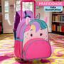 Imagem de Mochila Infantil Com Rodinhas Unicórnio - Roxo com Alça Escola Bichinhos Creche Clio