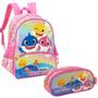 Imagem de Mochila Infantil e Estojo Duplo Baby Shark Pink Luxcel