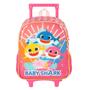 Imagem de Mochila Infantil Escolar Baby Shark Rosa Rodinhas +Lancheira