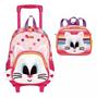 Imagem de Mochila Infantil Gatinha Cat Orelhinha Rodinhas M+ Lancheira