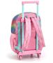 Imagem de Mochila Infantil Menina Escolar Rodinha Arco-Íris Com Glitter Pompom Patch Reforçado Feminina