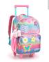 Imagem de Mochila Infantil Menina Escolar Rodinha Arco-Íris Com Glitter Pompom Patch Reforçado Feminina