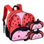 Imagem de Mochila Infantil Meninas com Dois Estojos Escolares Bichinhos