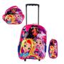 Imagem de Mochila Infantil Rodinha Barbie Amigas Rosa Estojo Lancheira